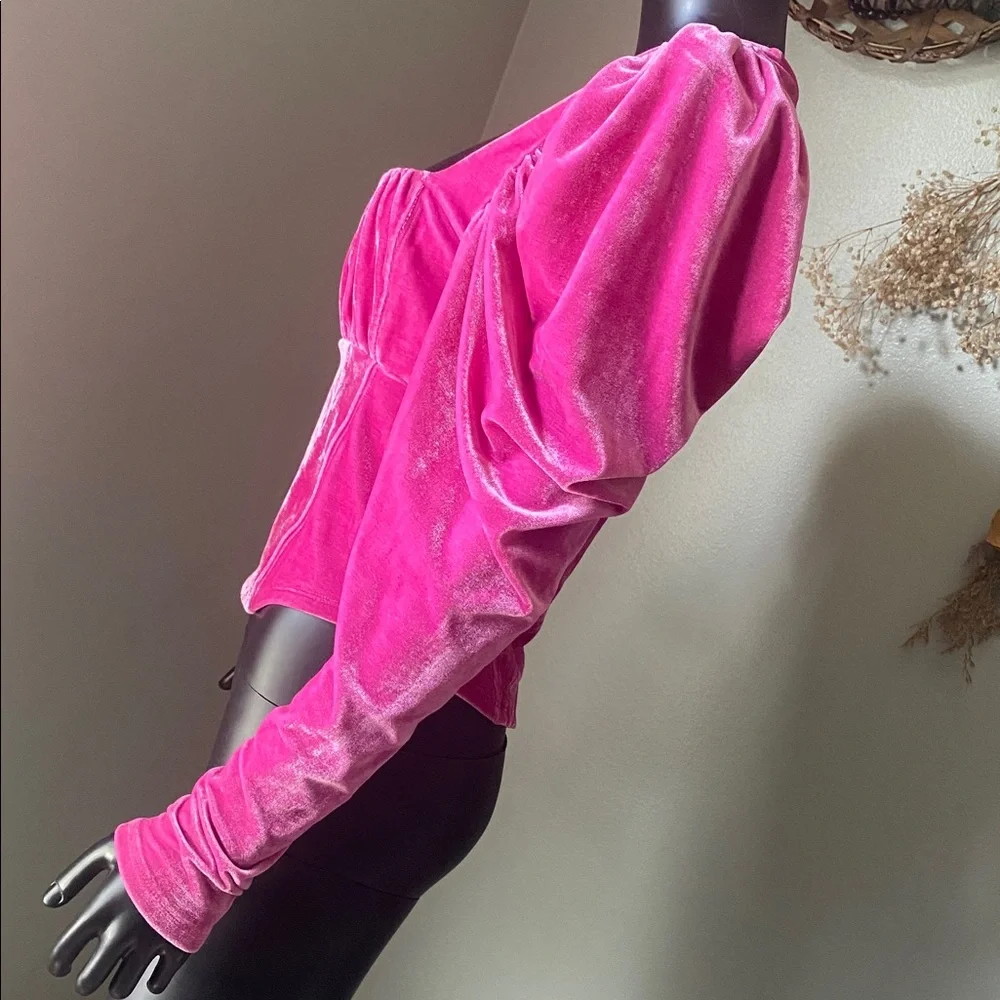 Free People Fuchsia Velvet Blouse